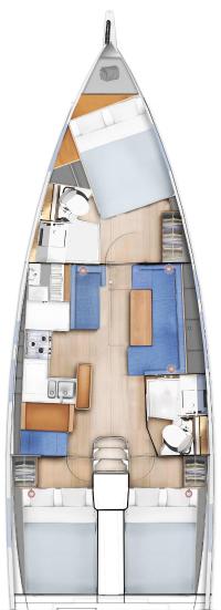 Evelyne cabin and deck layout plan